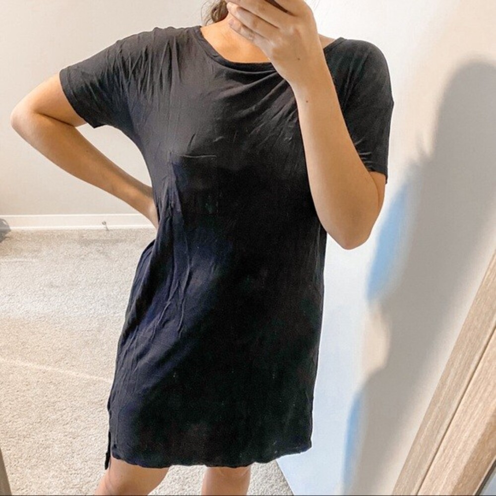 T by Alexander Wang Dress Black Chest Pocket Short Sleeve Casual T-Shirt Medium